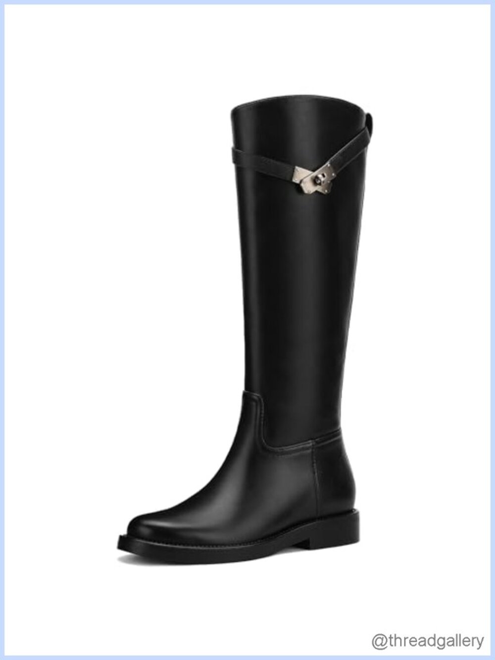 Knee High Boots Women Faux Leather Low Heel Pull On Wide Calf